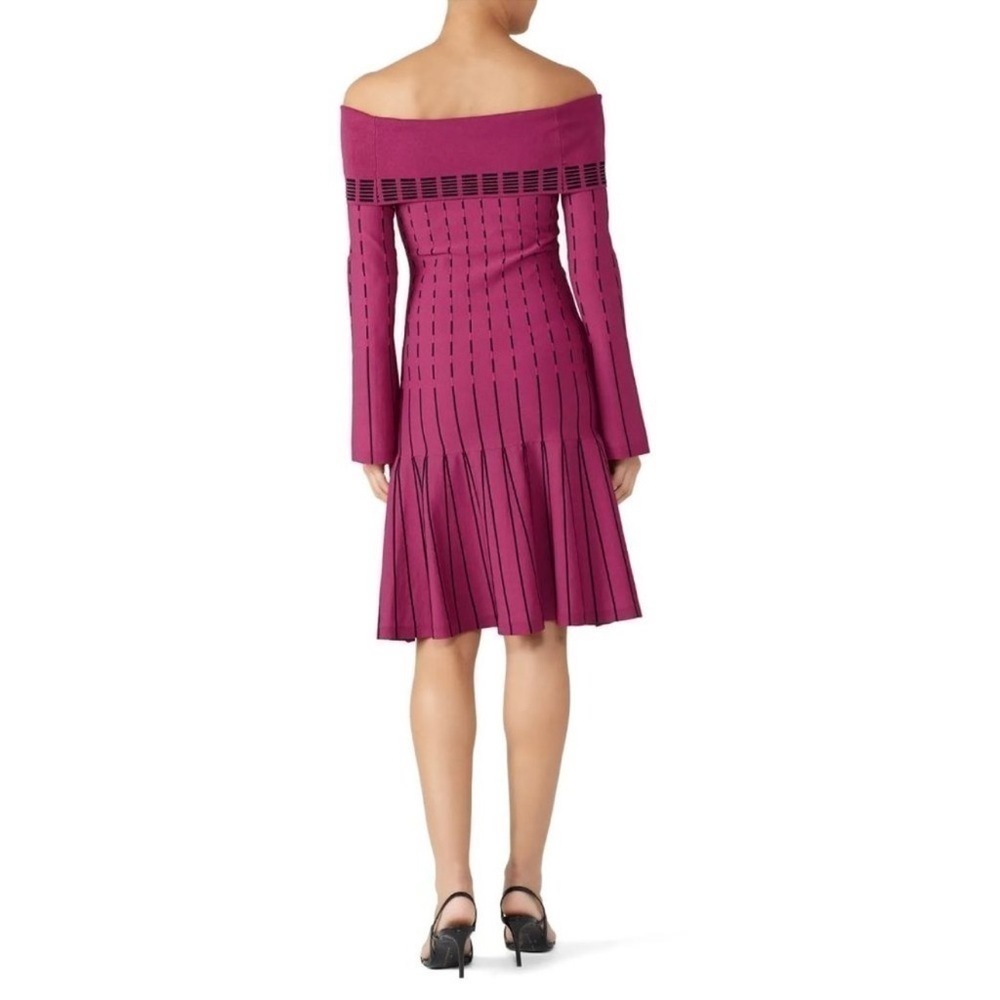 PRABAL GURUNG Off The Shoulder Knit Dress In Raspberry - Picture 3 of 6